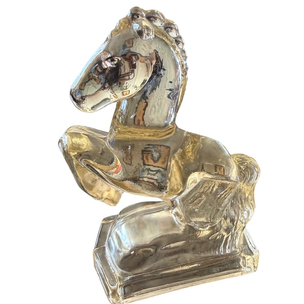 Vintage Clear Glass Rearing Horse Single Bookend Mid Century Equestrian Decor 8" - Picture 4 of 4